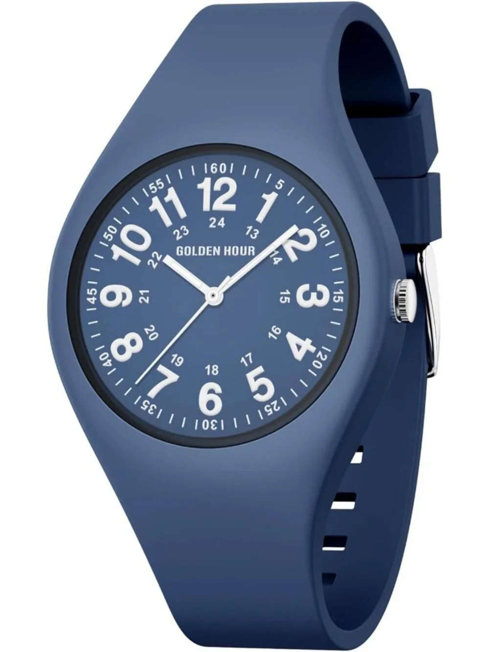 Waterproof Sports Analog Watch for Nurses & Students - Military Time, Glow Dial